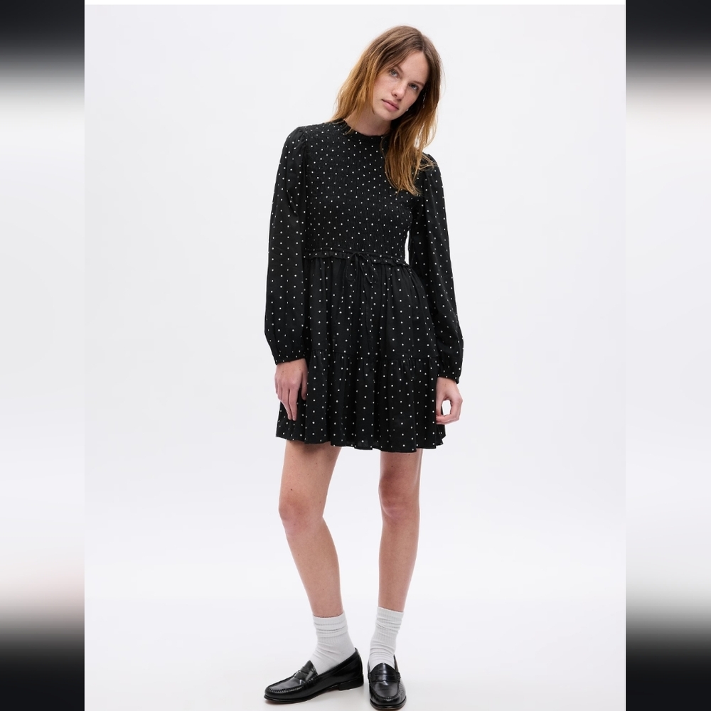 Nwt Gap Smocked Polka Dotted Mini Dress